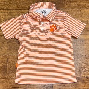Garb Striped Orange White Clemson Tigers Boys 2T Polo Shirt Football Golf